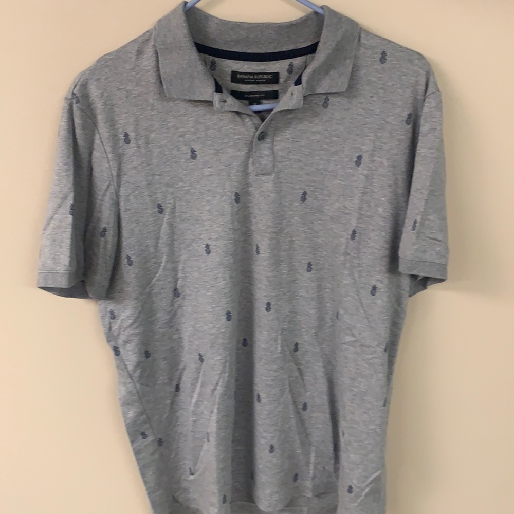 Banana republic men’s M medium polo luxury touch standard grey pineapple
